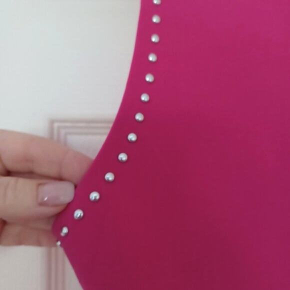 Likely Manhattan Studded Sleeveless Mini Dress Fuchsia Silver Size 6 NWT - Picture 5 of 11